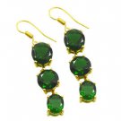 Riyogems Green Emerald Cz Copper 18kt Gold Plated Individualist Earring L 2.5in