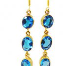 Riyogems Blue Topaz Cz Gold Polish Wedding Earring L 2.5in Gpebtcz-92002