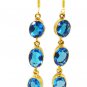 Riyogems Blue Topaz Cz Gold Polish Wedding Earring L 2.5in Gpebtcz-92002