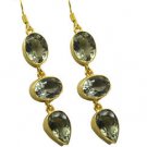 Riyogems A Green Amethyst Copper 18kt Gold Plated Metallic Earring L 2.5in Gpega