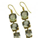 Riyogems A Green Amethyst Copper 18kt Gold Plated Minimalist Earring L 2.5in Gpe