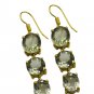 Riyogems A Green Amethyst Copper 18kt Gold Plated Minimalist Earring L 2.5in Gpe