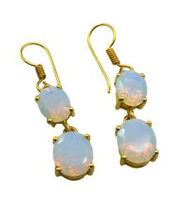 Riyogems White Fire Opal Cz Copper 18kt Gold Plated Toe Earring L 1.5in Gpefocz-