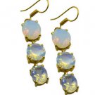 Riyogems White Fire Opal Cz Copper 18kt Gold Plated Jewel Tone Earring L 2.25in