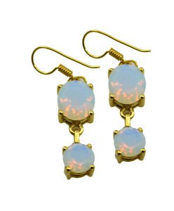 Riyogems White Fire Opal Cz Copper 18kt Gold Plated Toe Earring L 2.25in Gpefocz