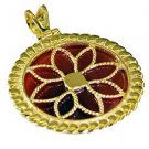 Riyogems Red Onyx 18k Y.G. Plated Minnie Mouse Pendant L 1.2in Gppron-66014
