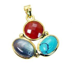 Riyogems Multi Red Onyx 18 Kt Y Gold Plating Heart Pendant L 1.5in Gppmul-52027