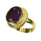 Riyo Indi Ruby Gold Plate  Gimmal Ring Sz 6.5 Gpriru6.5-34049