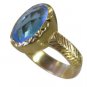 Riyo Blue  Gold Plated Blue Topaz CZ Ring well-formed gemstone jewelry settings