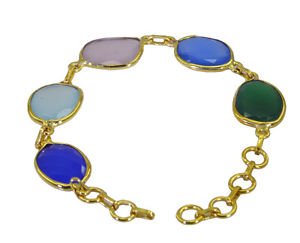 Riyo   Gemstone  18kt Gold Plated Supportive Bracelet W 7.5in Gpbramul-53014