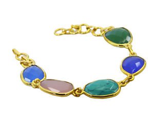 Riyo   Gemstone  18kt Gold Plated Striking Bracelet W 7.5in Gpbramul-53007