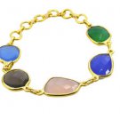 Riyo   Gemstone  18kt Gold Plated Solid Bracelet W 7.5in Gpbramul-53001