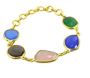 Riyo   Gemstone  18kt Gold Plated Solid Bracelet W 7.5in Gpbramul-53001