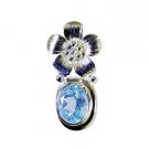 Riyo Blue Topaz Tribal Silver Jewelry Antique Silver Pendant L 1.5in Spbto-10037