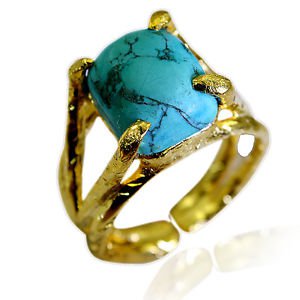Riyo Turquoise 18.Kt Y Gold Plated Cameo Ring Sz 7.5 Gprtur7.5-82203