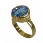 Riyo Blue  Gold Plated Blue Topaz CZ Ring magnetic gemstone designer jewelry GPR
