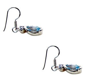 Riyo Blue Topaz Silver Craft Jewellery Spring Hoop Earrings L 0.7in Sebto-10011