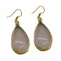 Riyogems Pink Rose Quartz Copper 18kt Gold Plated Prismatic Earring L 2.5in Gper