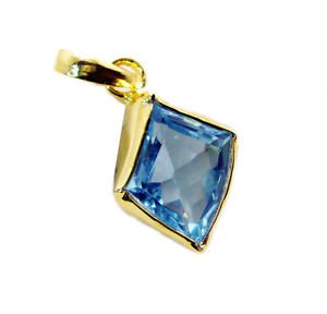 Riyogems Blue Topaz Cz 18.Kt Gold Plated Promise Pendants L 1.2in Gppbtcz-92032