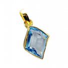 Riyogems Blue Topaz Cz 18-Kt Gold Plating Pyramid Pendant L 1.2in Gppbtcz-92033
