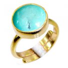 Riyo Turquoise 18-Kt Gold Plated Purity Ring Jewelry Sz 7 Gprtur7-82061