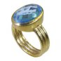 Riyo Blue  Gold Plated Blue Topaz CZ Ring fetching fine gemstone jewellery GPRBT