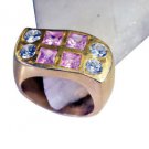 Riyo  Cz 18-Kt Gold Platings Signet Ring Jewelry Sz 7 Gprmucz7-116025