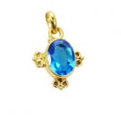 Riyogems Blue Topaz Cz 18k Y.G. Plated Peace Pendants L 1.2in Gppbtcz-92029