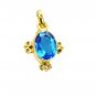 Riyogems Blue Topaz Cz 18kt Y Gold Plating Peacock Pendant L 1.2in Gppbtcz-92030