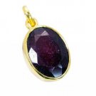 Riyogems Indi Ruby 18k Y Gold Plate Hip Hop Pendant L 1.5in Gppiru-34004