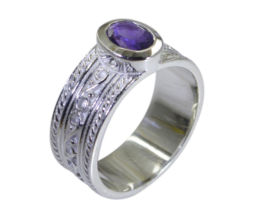 Riyo Purple 925 sterling silver Amethyst Ring knockout lab created gemstone jewe