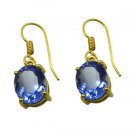 Riyogems A Blue Sapphire Cz Copper 18kt Gold Plated Trendsetting Earring L 1.5in