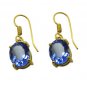 Riyogems A Blue Sapphire Cz Copper 18kt Gold Plated Trendsetting Earring L 1.5in