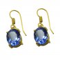 Riyogems A Blue Sapphire Cz Copper 18kt Gold Plated Trendsetting Earring L 1.5in