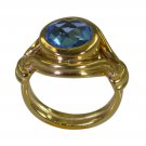 Riyo Blue  Gold Plated Blue Topaz CZ Ring inviting gemstone costume jewelry GPRB