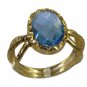 Riyo Blue  Gold Plated Blue Topaz CZ Ring superb gemstone jewelry handmade GPRBT