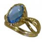 Riyo Blue  Gold Plated Blue Topaz CZ Ring superb gemstone jewelry handmade GPRBT