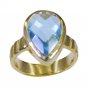 Riyo Blue Gold Plated Blue Topaz CZ Ring divine gemstone healing jewelry GPRBTC