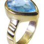 Riyo Blue Gold Plated Blue Topaz CZ Ring divine gemstone healing jewelry GPRBTC