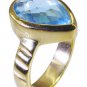 Riyo Blue Gold Plated Blue Topaz CZ Ring divine gemstone healing jewelry GPRBTC