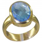 Riyo Blue  Gold Plated Blue Topaz CZ Ring aesthetic gemstone jewelry stores GPRB