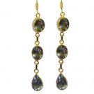 Riyogems A Green Amethyst Copper 18kt Gold Plated Masculine Earring L 2.5in Gpeg