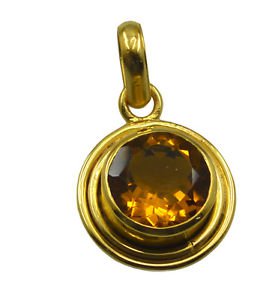 Riyogems Golden Citrine Cz Copper 18kt Gold Plated Stylish Pendant L 1.25in Gppc