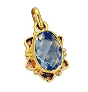 Riyogems Green Amethyst 18-Kt Gold Plating Geometric Pendant L 1.2in Gppgam-2801