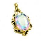 Riyogems Dichroic Glass 18 C Gold Plating Fox Pendants L 1.2in Gppdgl-22041