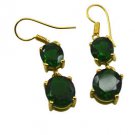 Riyogems Green Emerald Cz Copper 18kt Gold Plated Handmade Earring L 1.5in Gpeem