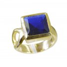 Riyo Blue  Gold Plated Blue Sapphire CZ Ring cute gemstone designer jewelry GPRB