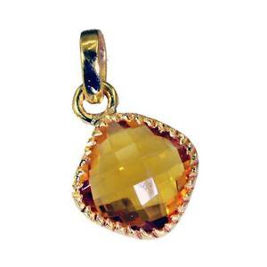 Riyogems Citrine Cz Base Matel Y Gold Ribbon Pendant L 1.1in Gppcicz-94004