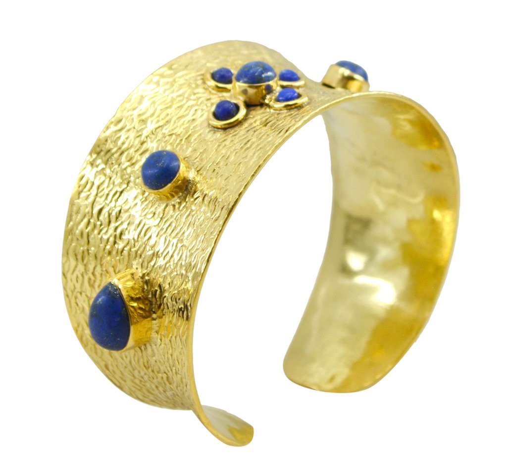 Riyo   Gemstone  18kt Gold Plated Original Bangle W 1.25in Gpbmul-52023
