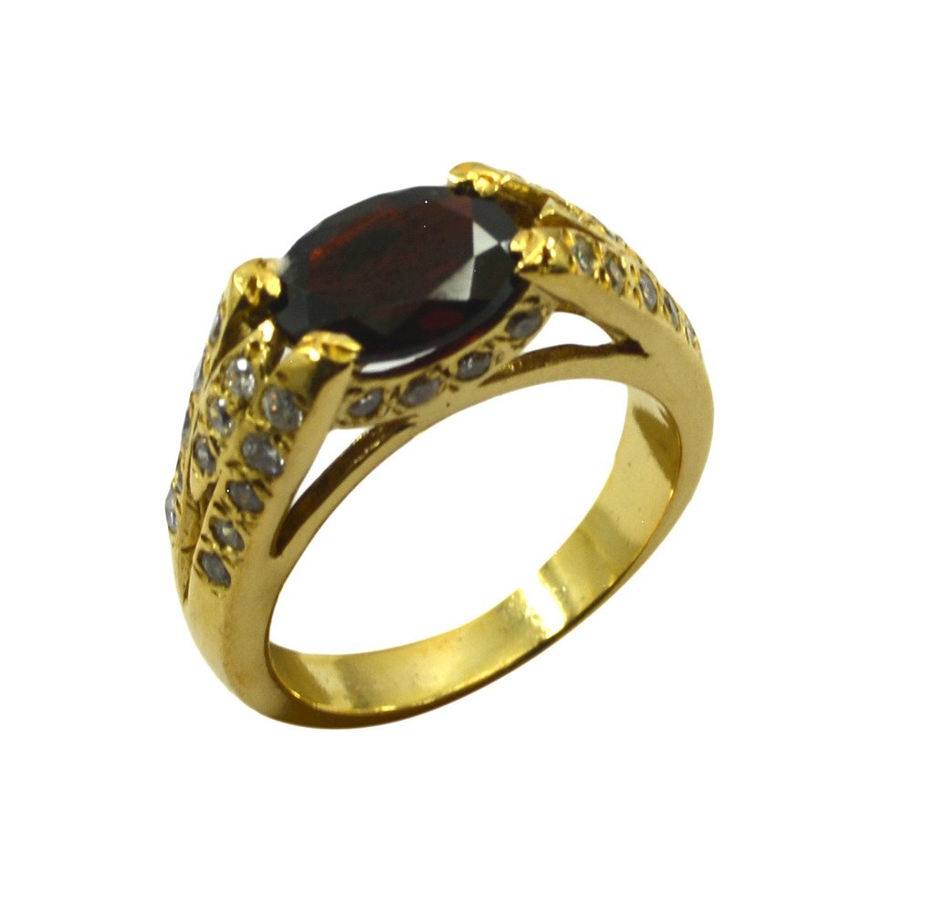 Riyo Red Ruby Cz  18kt Gold Plated Glittering Ring Gprrucz70-104050